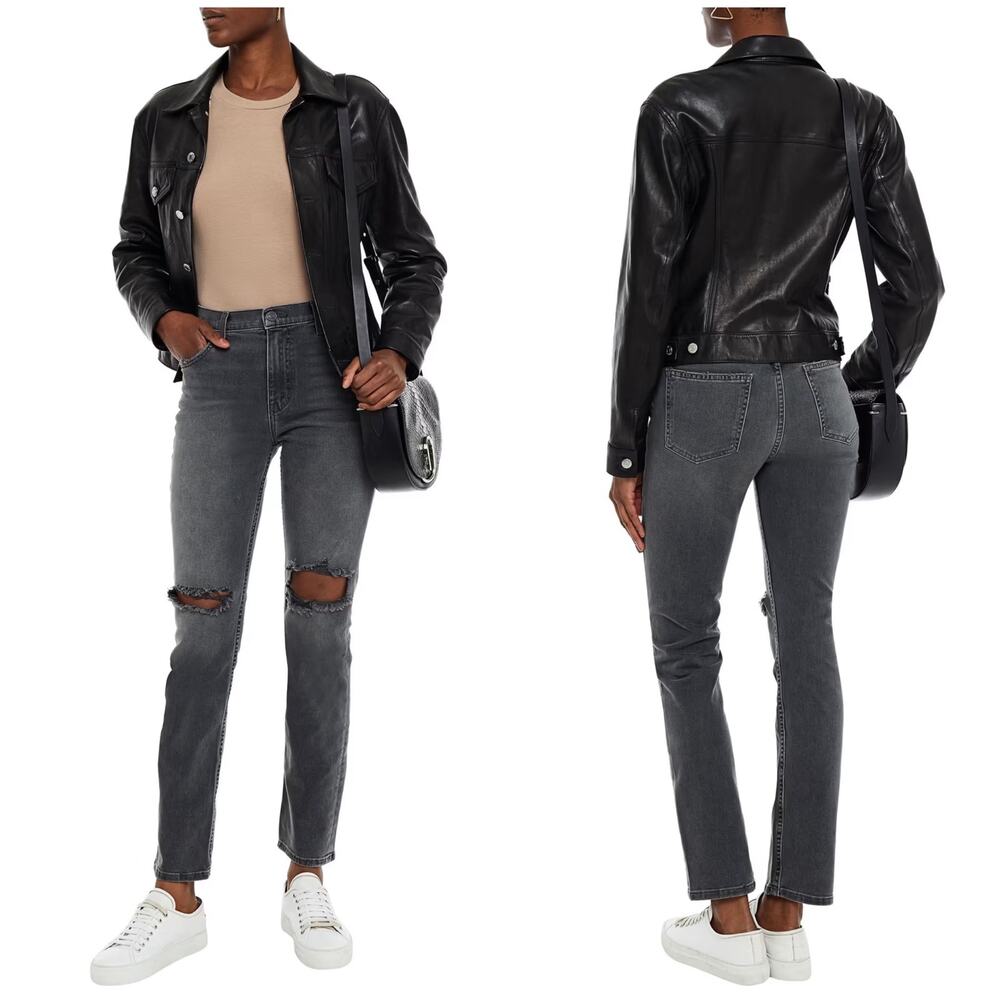 Everlane Stovepipe Distressed High Rise Slim Straight Jeans Size 31